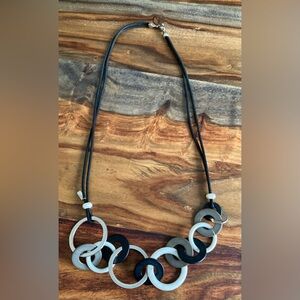 TWOA Black, grey and silver Contemporary Linked Circle Necklace…MADE IN CANADA